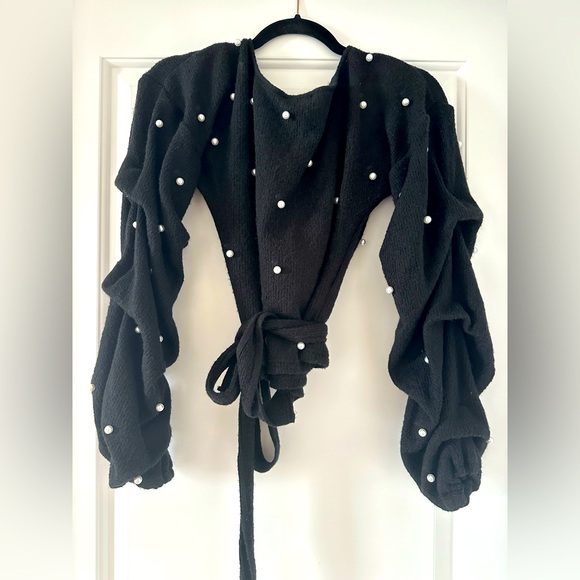 Wrap Pearl beaded sweater - Picture 3 of 3